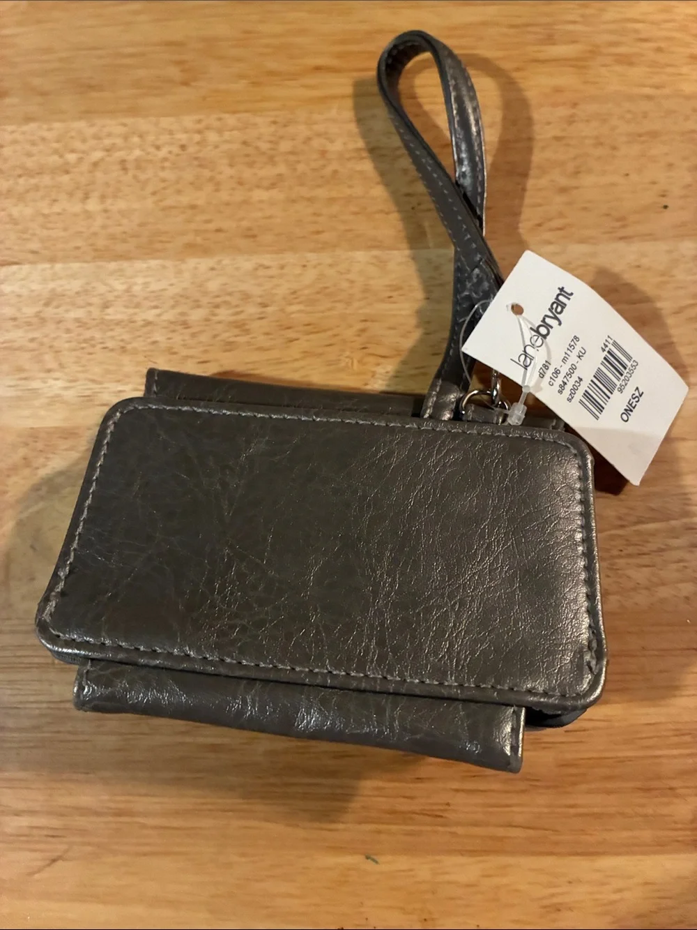Lane Bryant Gray Leather Wristlet Clutch